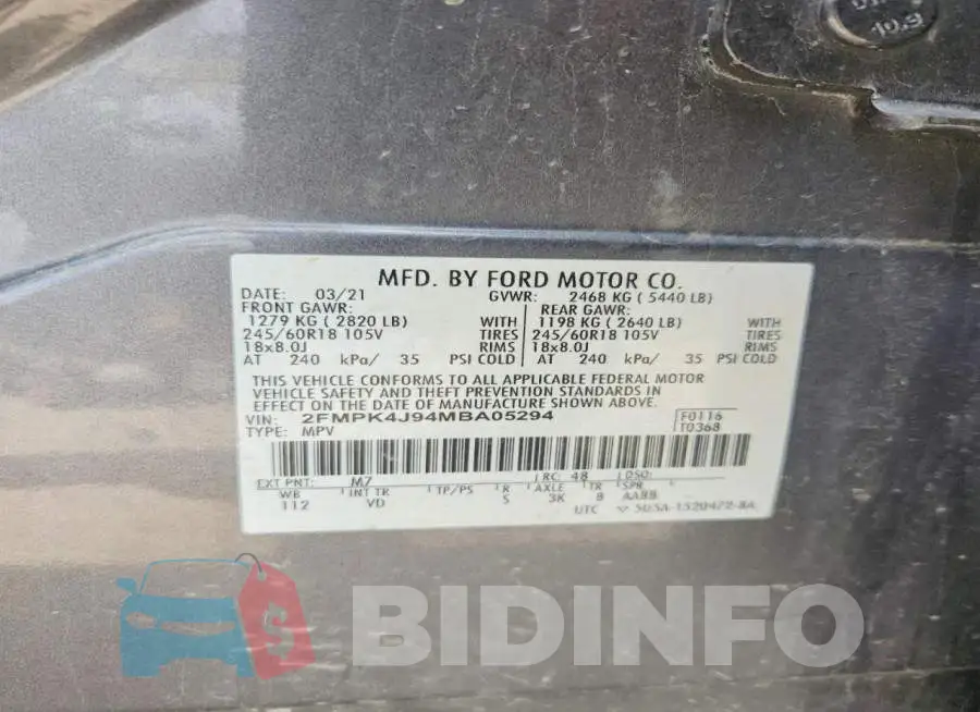 2FMPK4J94MBA05294 Photo# 13