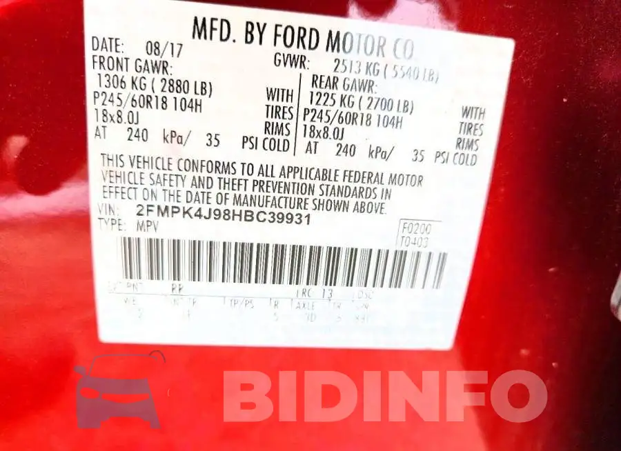 2FMPK4J98HBC39931 Photo# 14