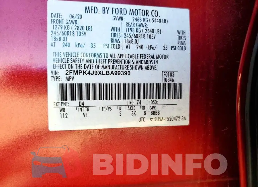 2FMPK4J9XLBA99390 Photo# 13
