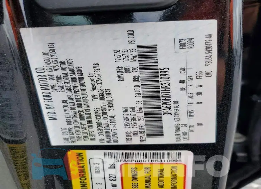 3FA6P0HD1HR310995 Photo# 12