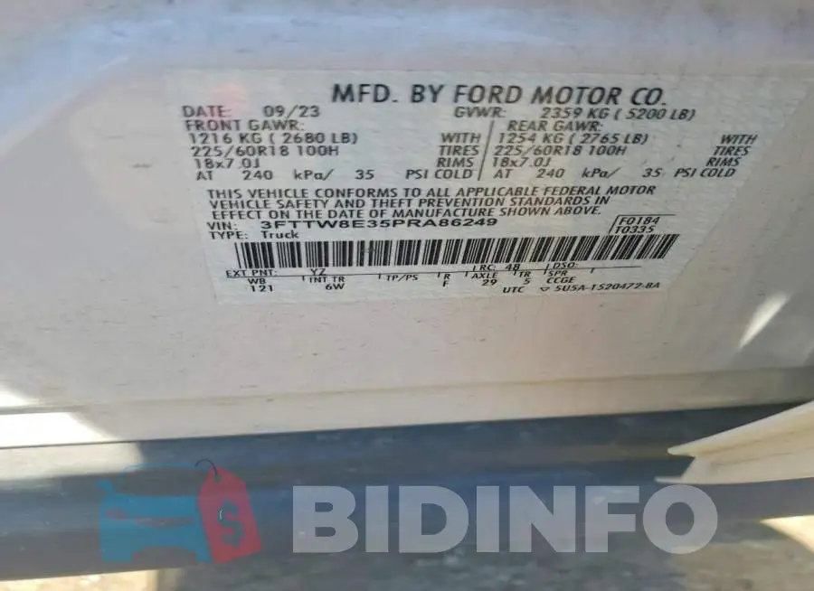 3FTTW8E35PRA86249 Photo# 12
