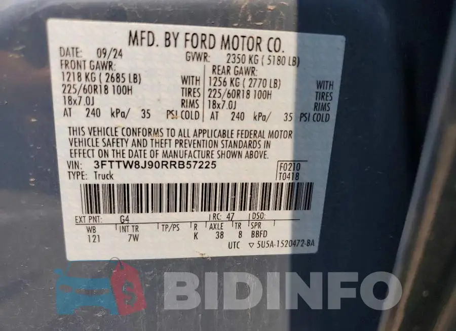 3FTTW8J90RRB57225 Photo# 12