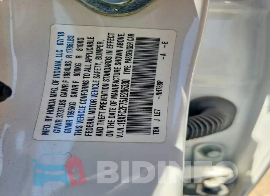 19XFC2F75JE206330 Photo# 12