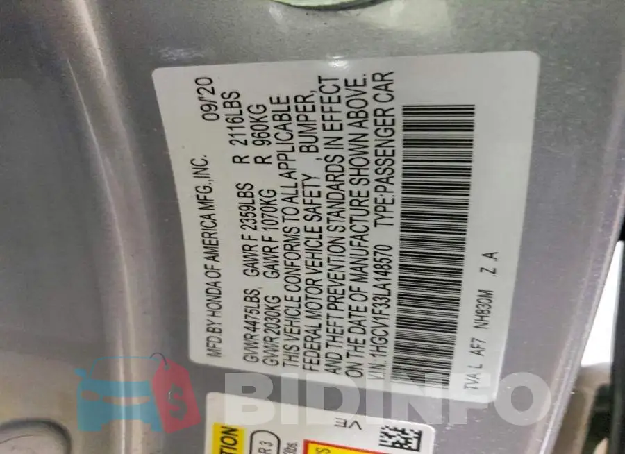 1HGCV1F33LA148570 Photo# 13