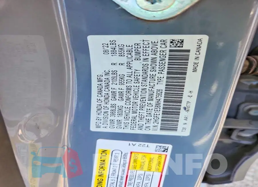 2HGFE1E58NH475826 Photo# 12