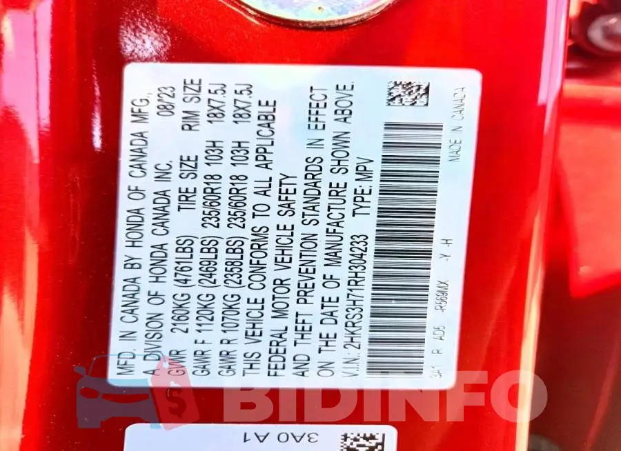 2HKRS3H71RH304233 Photo# 14