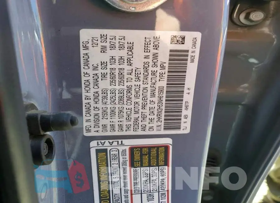 2HKRW2H53NH615900 Photo# 12