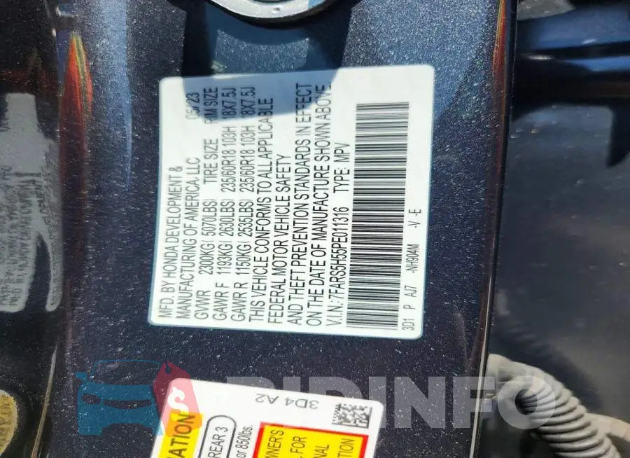 7FARS5H55PE011316 Photo# 14