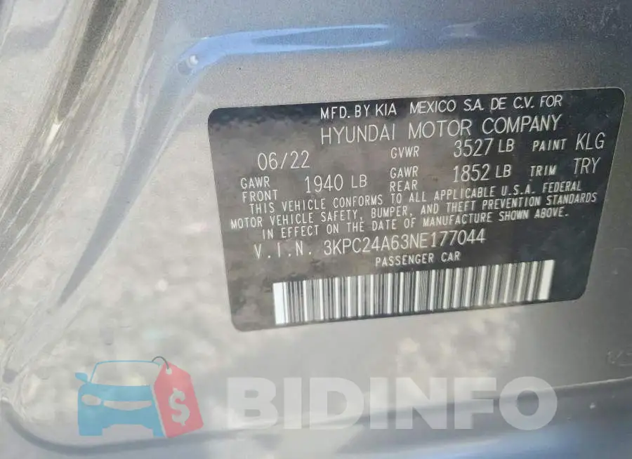3KPC24A63NE177044 Photo# 12