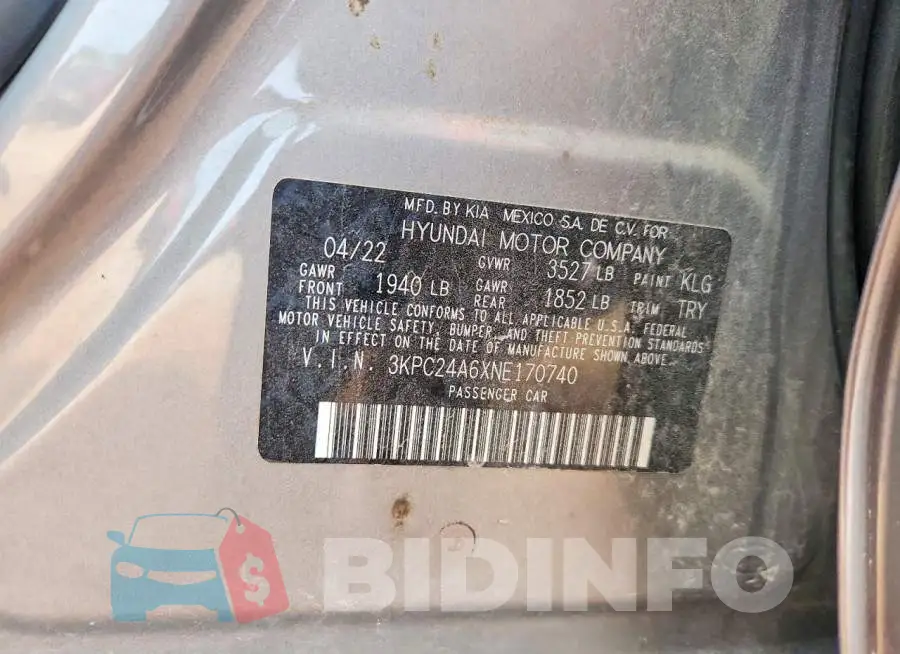 3KPC24A6XNE170740 Photo# 13