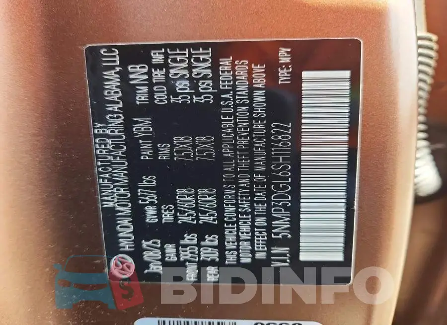 5NMP3DGL6SH116822 Photo# 13