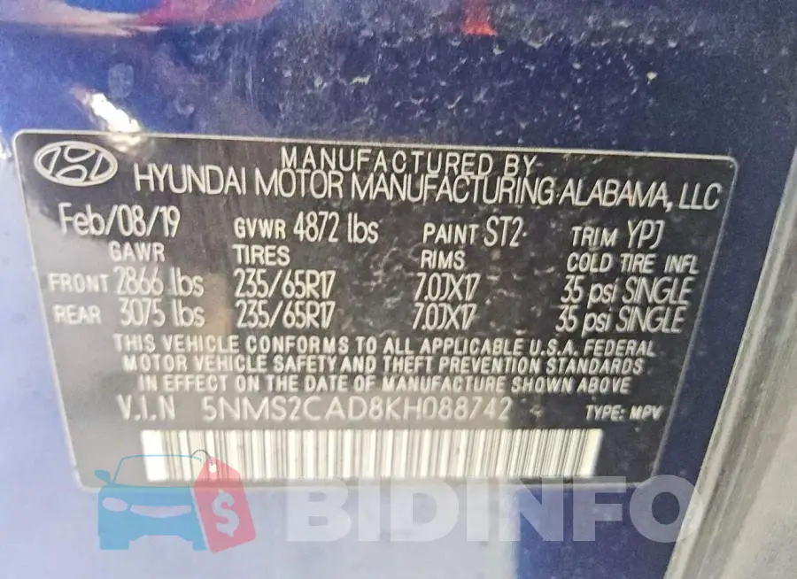 5NMS2CAD8KH088742 Photo# 13