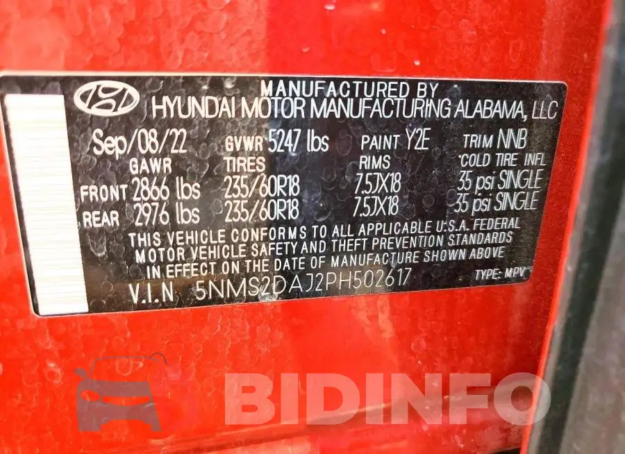 5NMS2DAJ2PH502617 Photo# 14