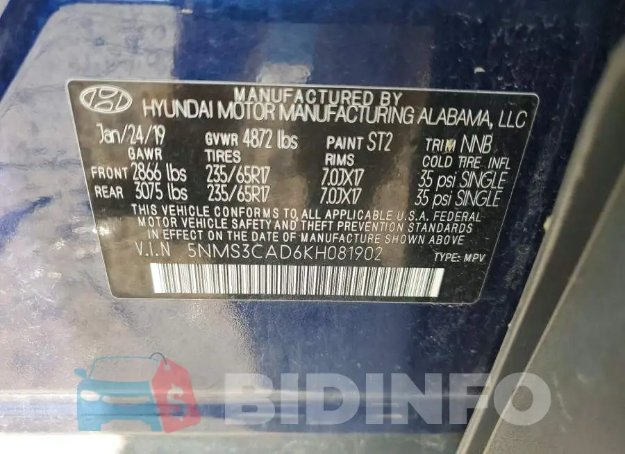 5NMS3CAD6KH081902 Photo# 13