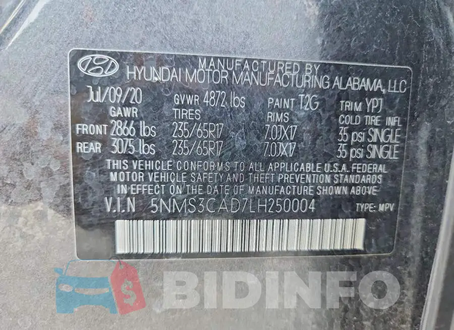5NMS3CAD7LH250004 Photo# 12