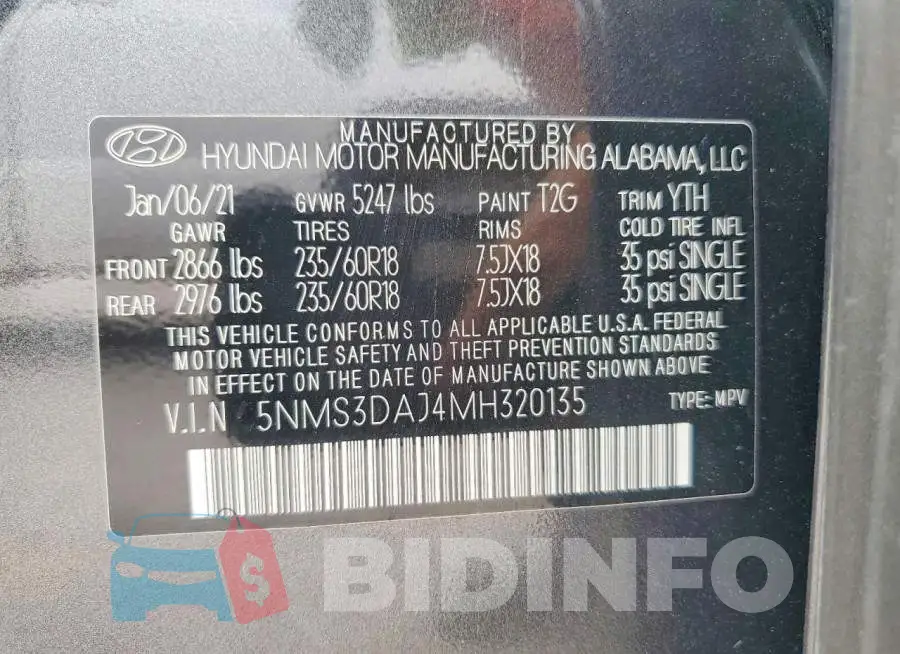 5NMS3DAJ4MH320135 Photo# 14