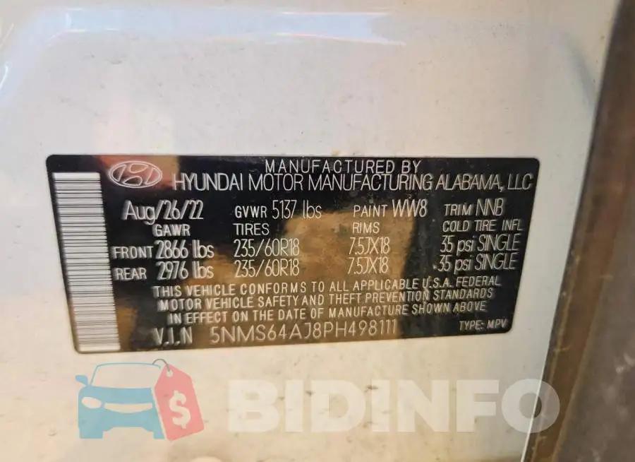 5NMS64AJ8PH498111 Photo# 14