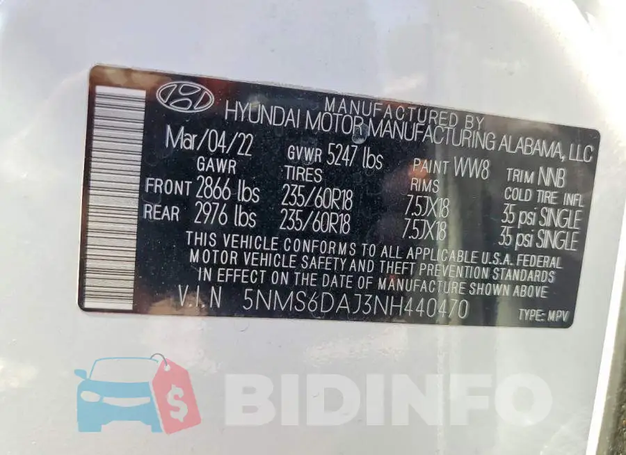 5NMS6DAJ3NH440470 Photo# 13