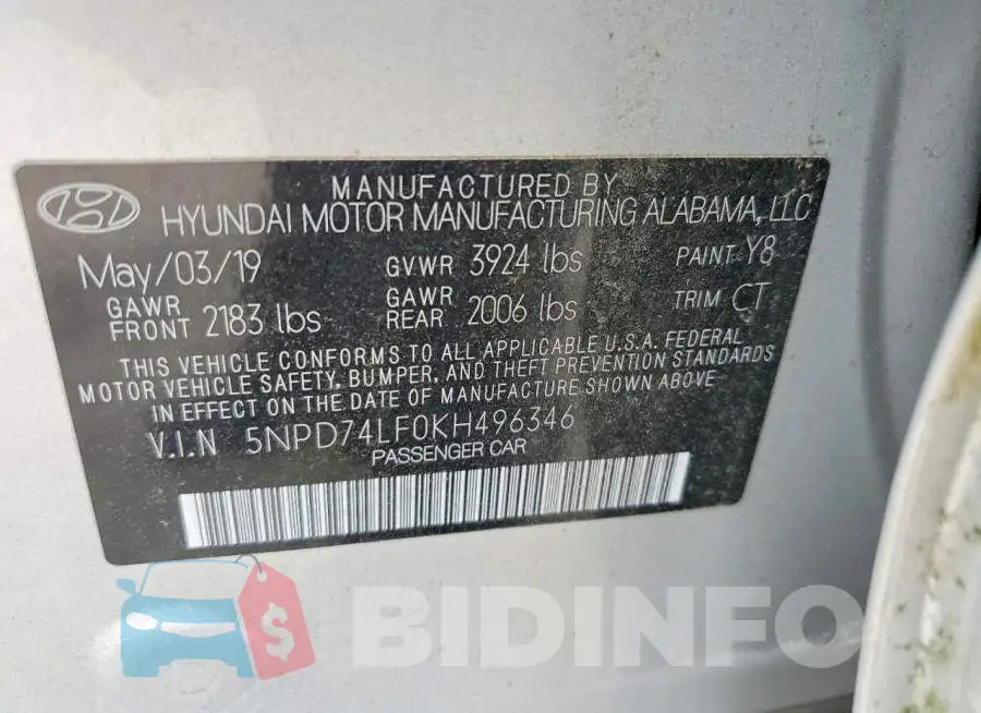5NPD74LF0KH496346 Photo# 12