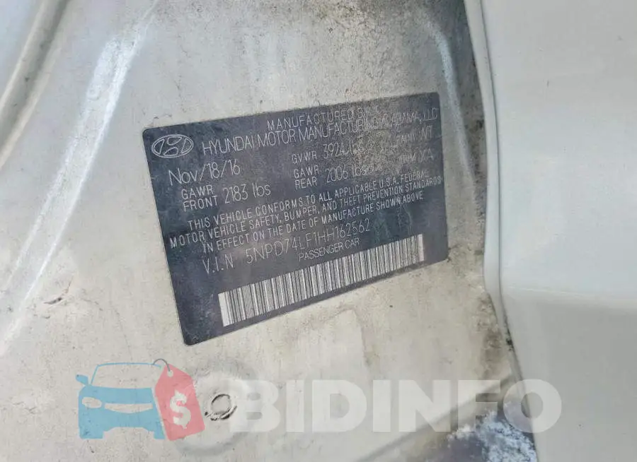 5NPD74LF1HH162562 Photo# 12