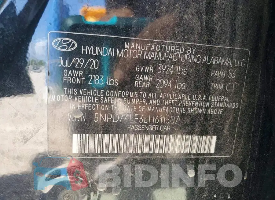 5NPD74LF3LH611507 Photo# 12