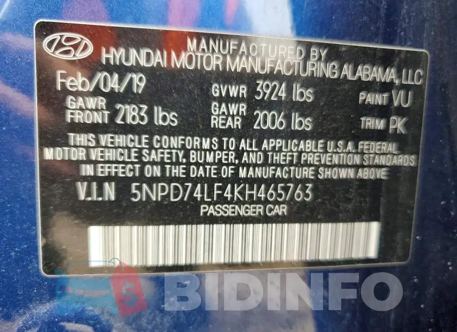 5NPD74LF4KH465763 Photo# 13