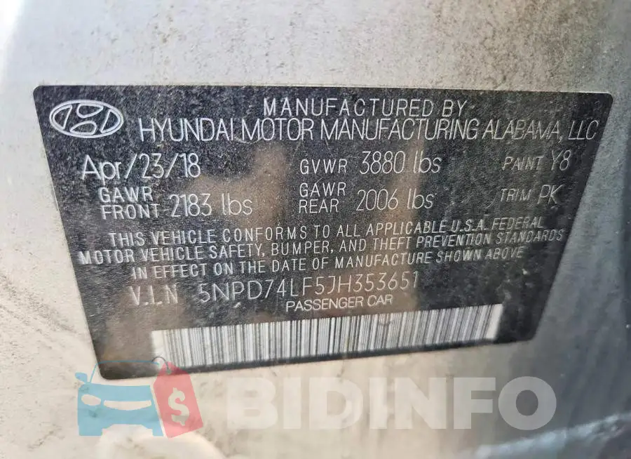 5NPD74LF5JH353651 Photo# 12