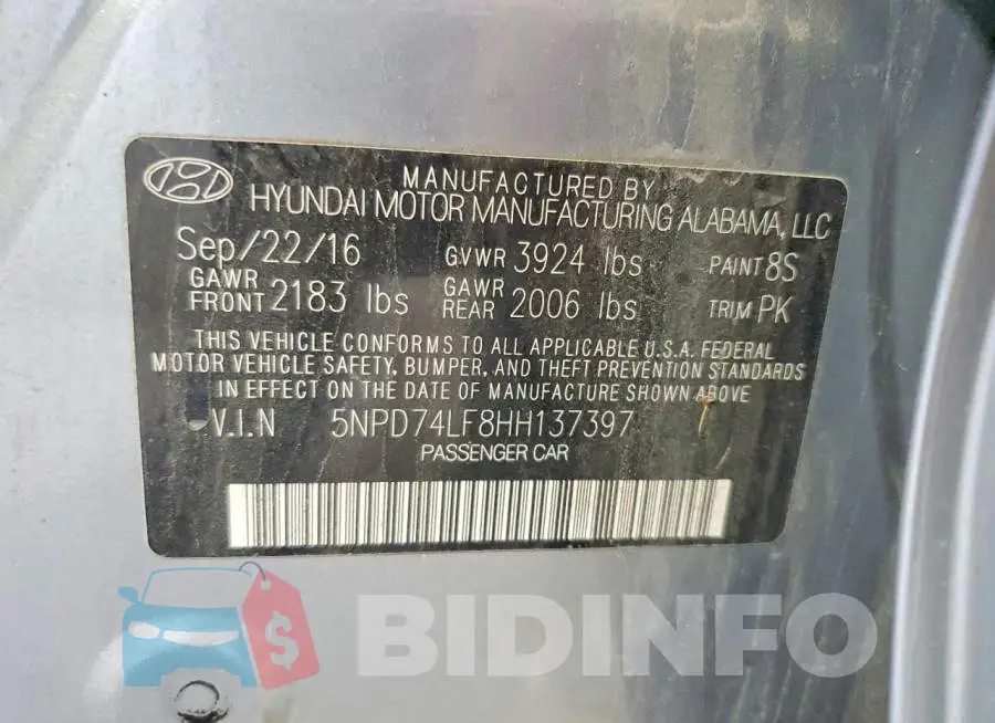 5NPD74LF8HH137397 Photo# 12