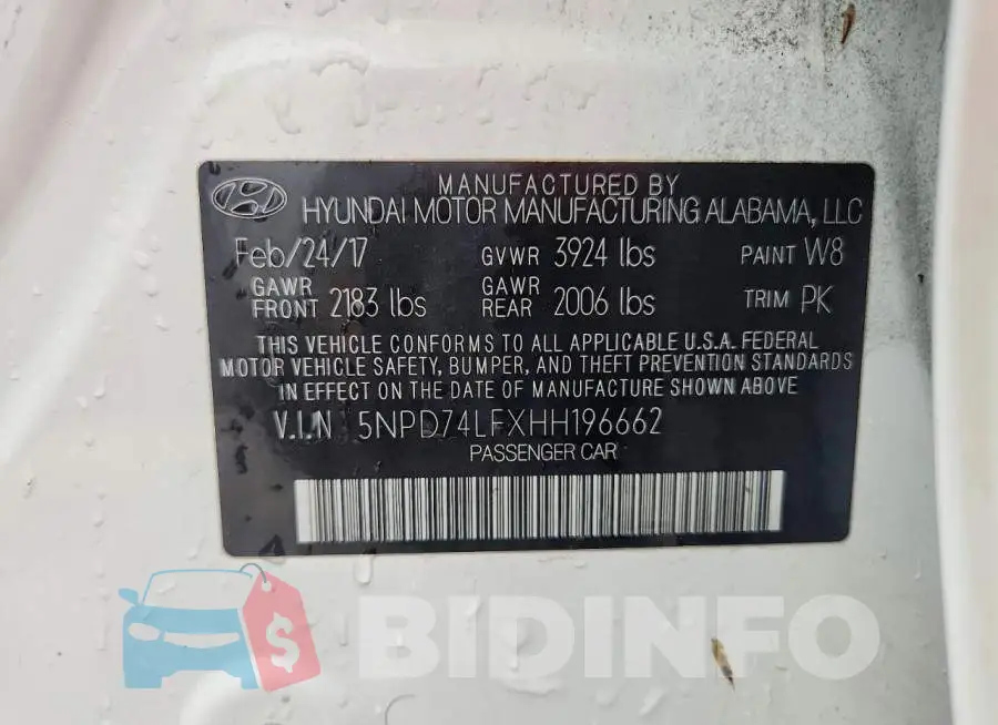 5NPD74LFXHH196662 Photo# 12