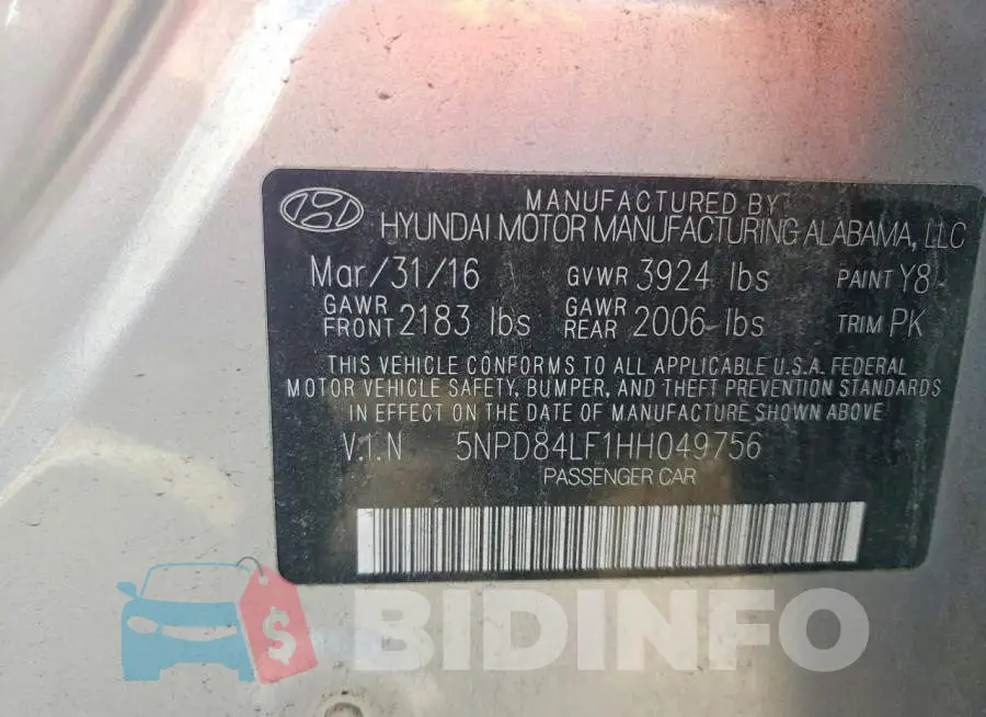 5NPD84LF1HH049756 Photo# 12