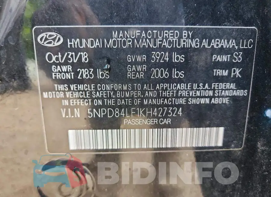 5NPD84LF1KH427324 Photo# 12