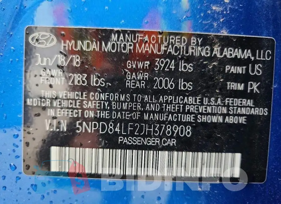 5NPD84LF2JH378908 Photo# 13