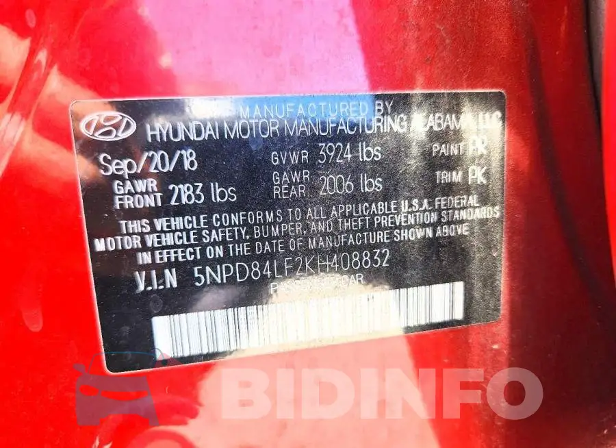 5NPD84LF2KH408832 Photo# 12