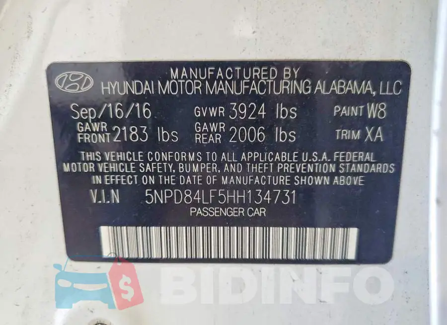 5NPD84LF5HH134731 Photo# 12