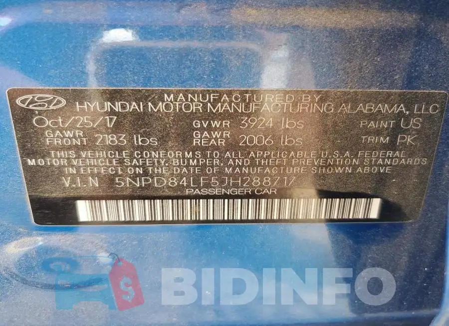 5NPD84LF5JH288717 Photo# 12