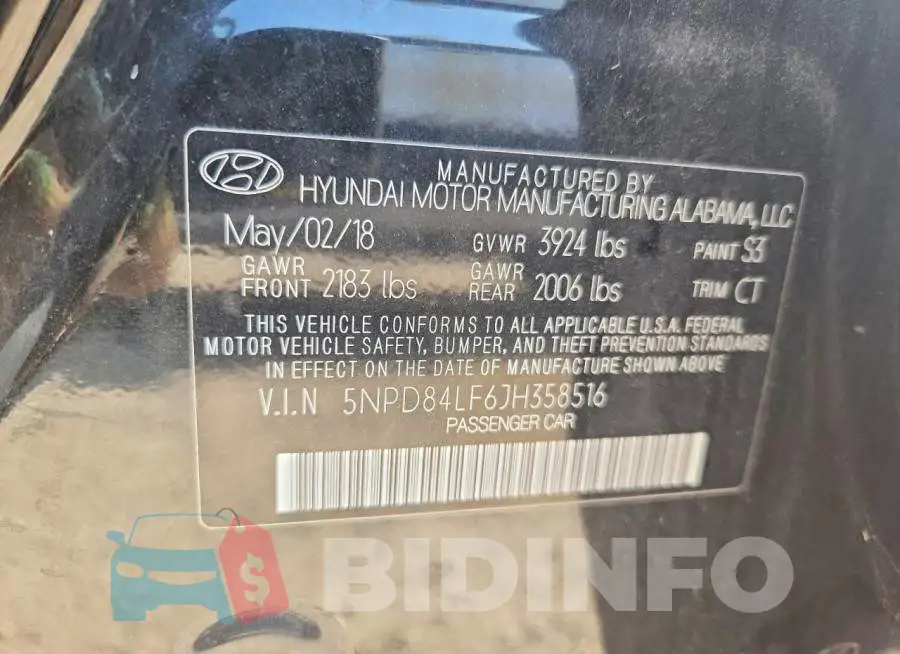 5NPD84LF6JH358516 Photo# 12