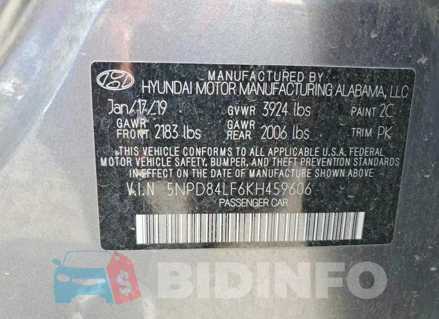 5NPD84LF6KH459606 Photo# 12