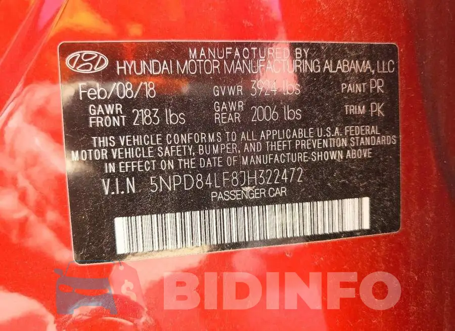 5NPD84LF8JH322472 Photo# 14