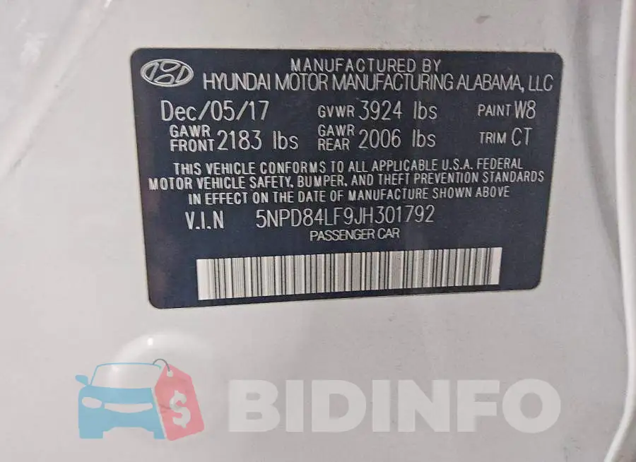 5NPD84LF9JH301792 Photo# 12