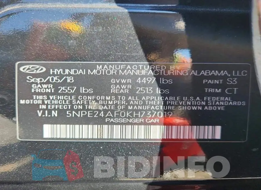 5NPE24AF0KH737019 Photo# 12