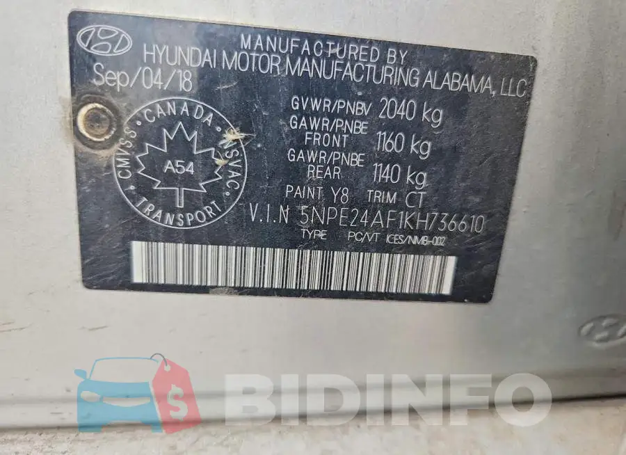 5NPE24AF1KH736610 Photo# 12