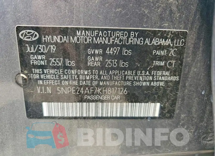 5NPE24AF7KH817126 Photo# 12