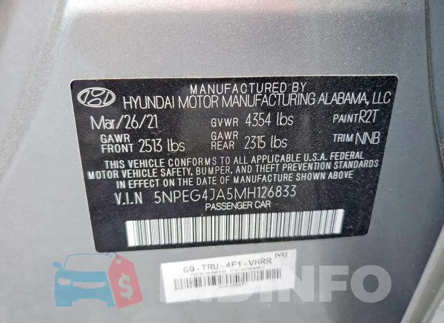 5NPEG4JA5MH126833 Photo# 12