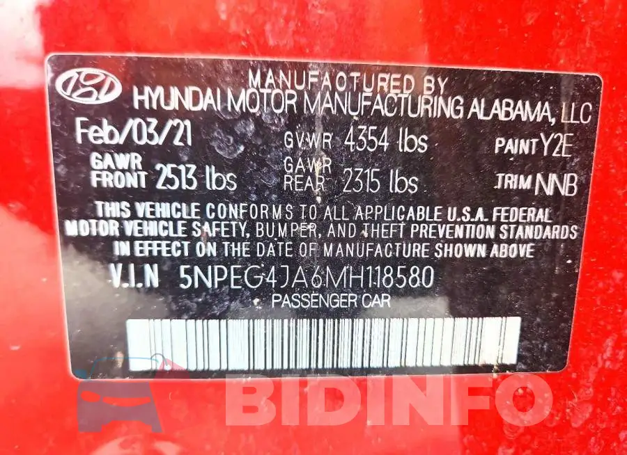 5NPEG4JA6MH118580 Photo# 12