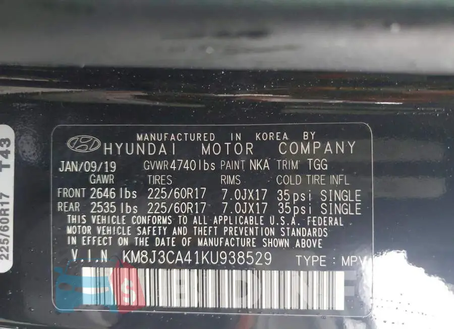 KM8J3CA41KU938529 Photo# 13