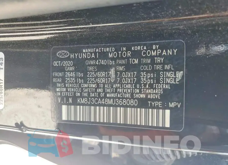 KM8J3CA48MU368080 Photo# 13