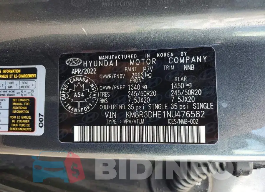 KM8R3DHE1NU476582 Photo# 14