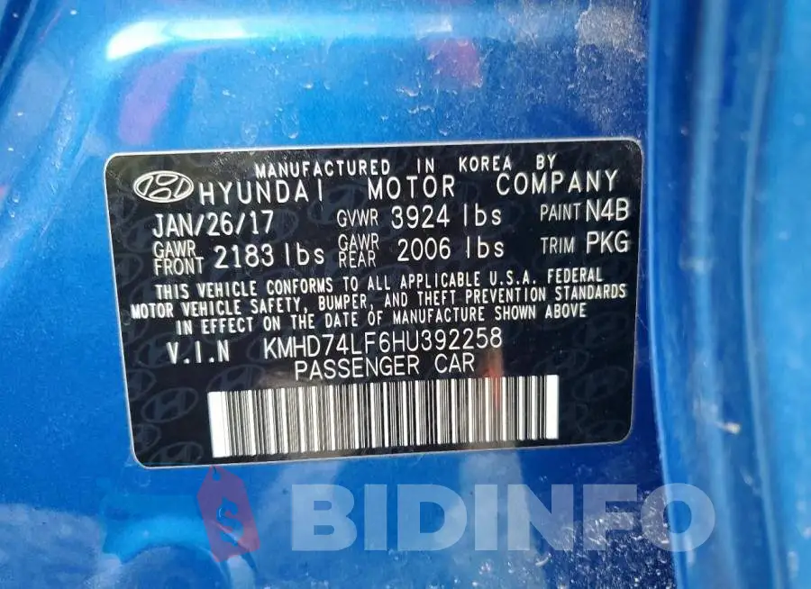 KMHD74LF6HU392258 Photo# 13