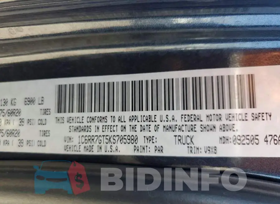 1C6RR7GT5KS705980 Photo# 13