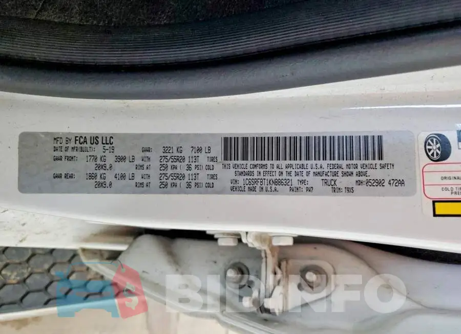 1C6SRFBT1KN886321 Photo# 12